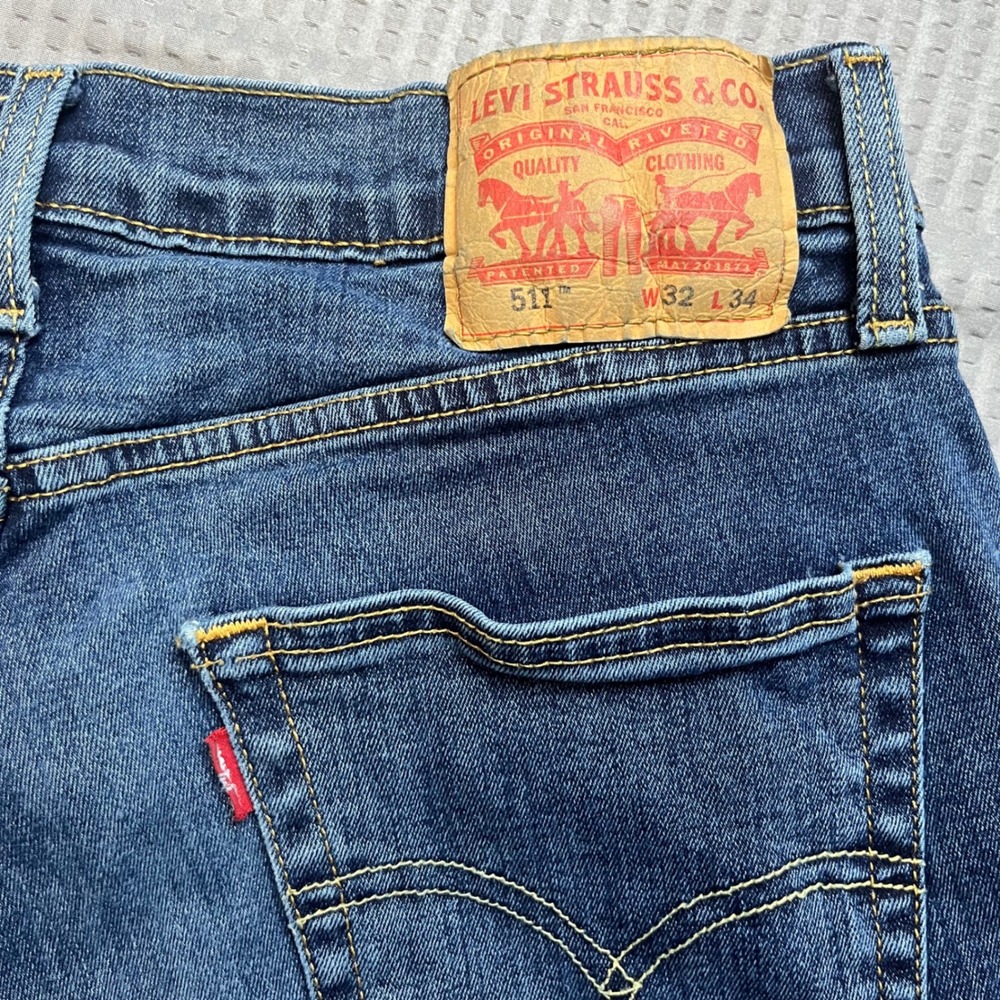Levi's 511 Slim Fit Jeans W32 L34 Blue Denim Classic Pants Menswear